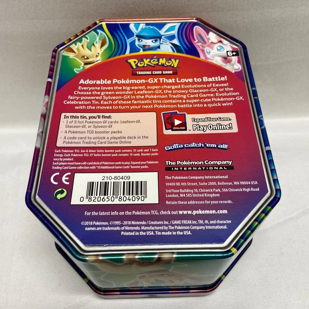 Pokémon TCG Tin 2018 Leafeon Glaceon Enpty Collector Card Case Only No Cards EUC
